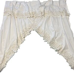 10 pc Kitchen Swags & Valences Cafe Eyelet Trim Window Curtain Set